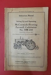 McCormick Deering Farmall Cultivator Instruction Manual Farmall H & M Tractors
