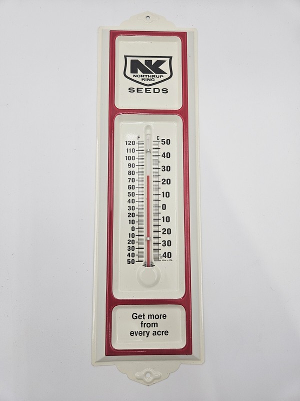 New Old Stock Vintage Tin Northrup King Seeds Thermometer