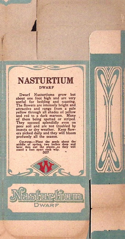1910s Dwarf Nasturtium Flower Seed Box ORIGINAL UNUSED Empty Flat gallery