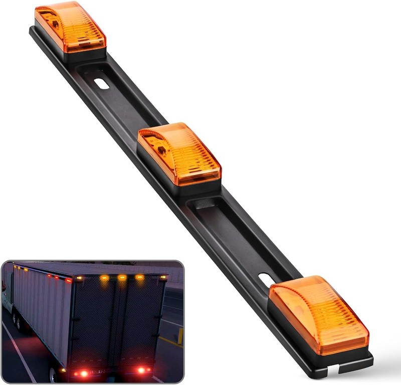 9 LED Marker Tail Trailer Light Bar 14.2Inch 1PC Amber Clearance Identification