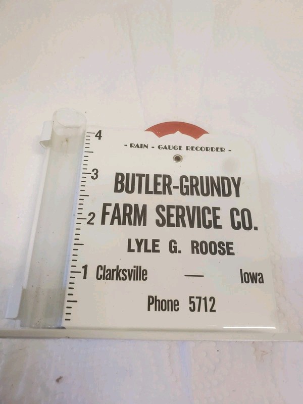 Metal Rain Guage Butler Grundy Farm Service Clarksville Iowa Lyle G Roose County gallery