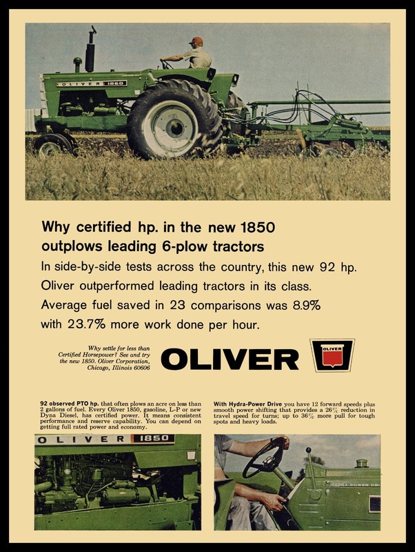 1965 Oliver Model 1850 Tractor NEW METAL SIGN: 9×12″ & Ships Free