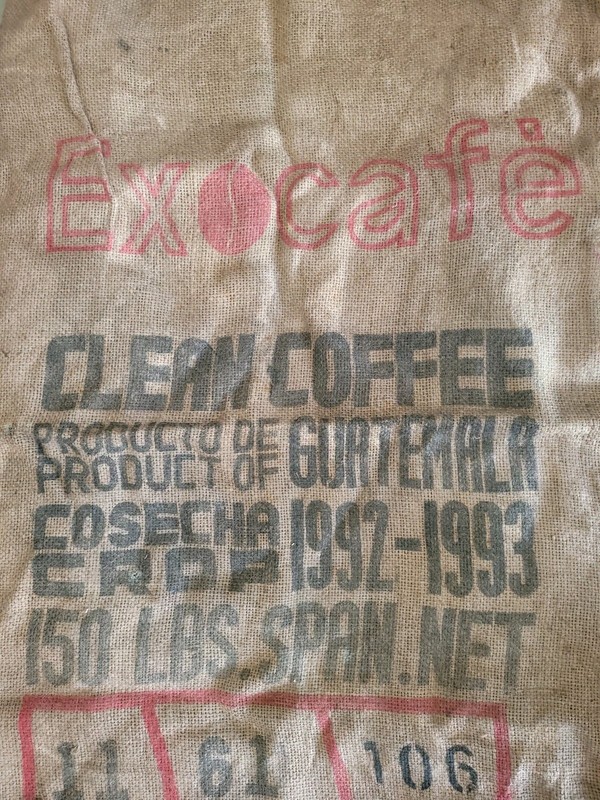 RARE Vintage GUATEMALA COFFEE Bean Bag Jute Burlap Gunny Sack 1992-1993 gallery
