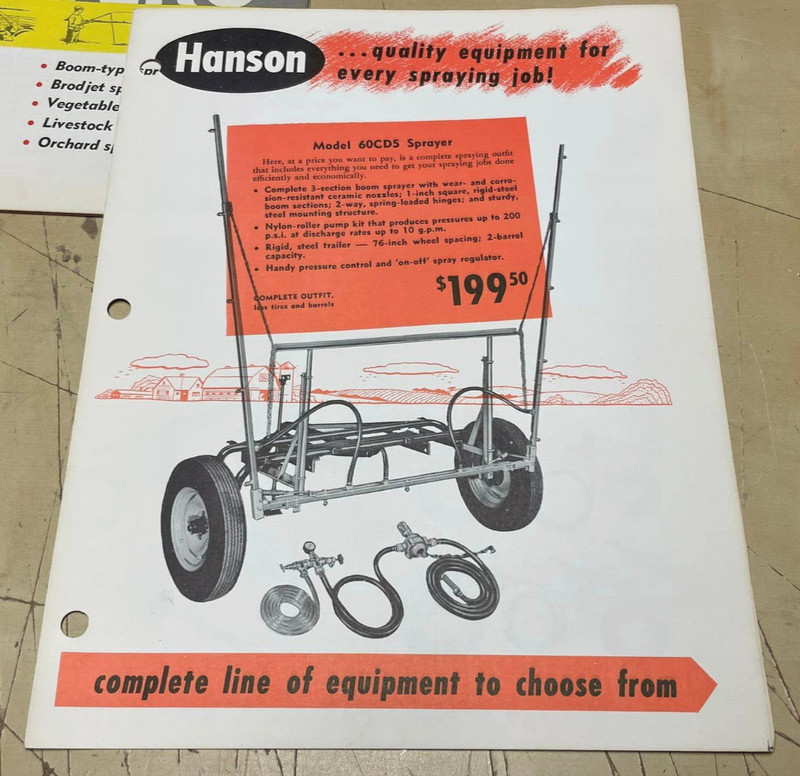 Vintage Original 1960 / 1961 Hanson Farm Sprayers Brochure Ad Price List Bundle gallery
