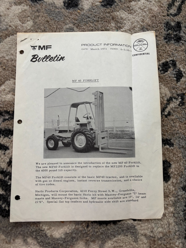 Massey Ferguson 40 Forklift Brochure AMIL26