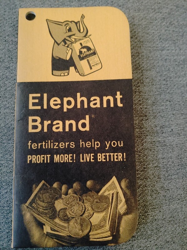 Vtg Elephant Brand Fertilizer Memo Book 1962 – 64