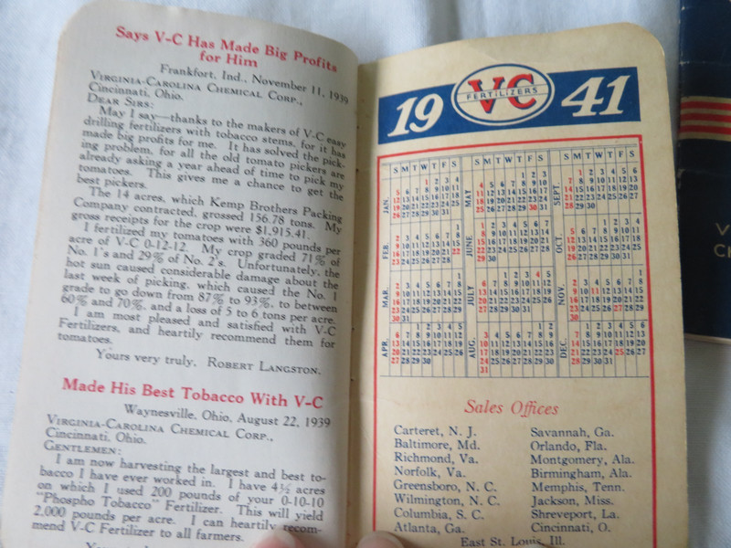 Vtg 1937, 1940-41~VC Fertilizers Pocket Ledger Record Books-LOT of 3 w/Pictures gallery