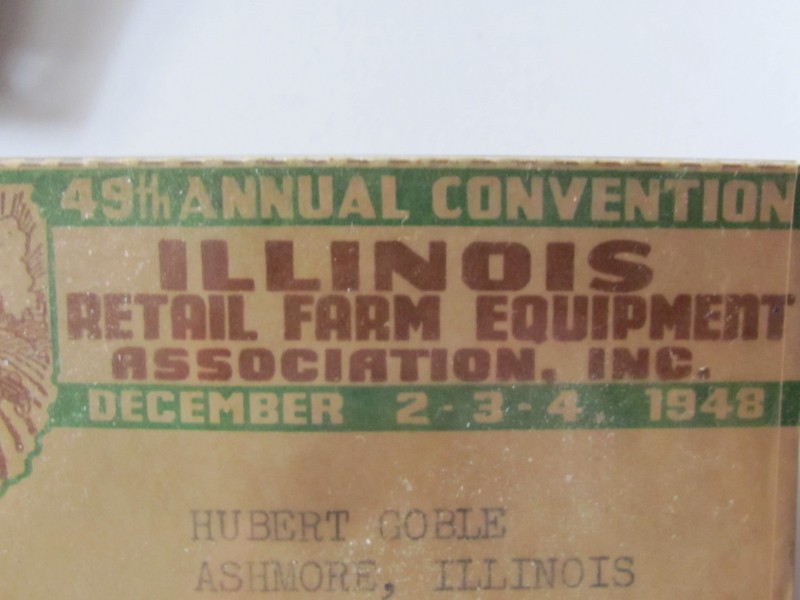 1948 1949 ILLINOIS RETAIL FARM EQUIPMENT DEALER CONVENTION MEMBER BADGE PEORIA gallery