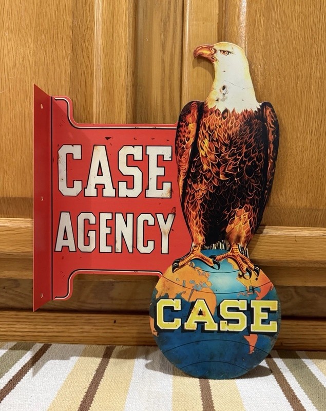 Case Agency Flange Sign Farm Tractor Eagle 2 Sided Vintage Style Wall Decor