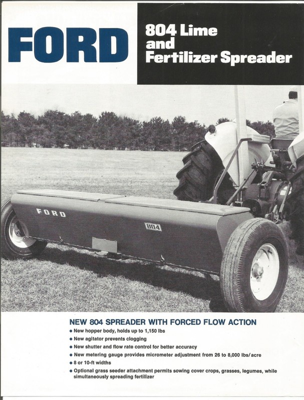 Original Ford Model 804 Fertilizer Spreader Spec Sheet Brochure # AD-6810 27125