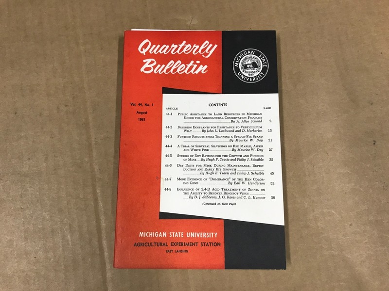 VTG Michigan State Agriculture Quarterly Bulletin – Vol. 44 No.1 – August 1961