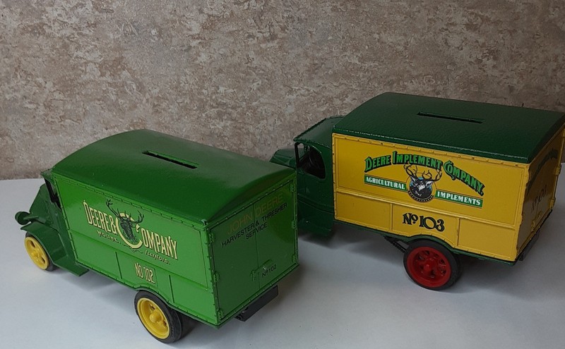 2x ERTL 1926 Mack Bulldog John Deere Diecast Trucks Coin Banks No. 102 103 gallery