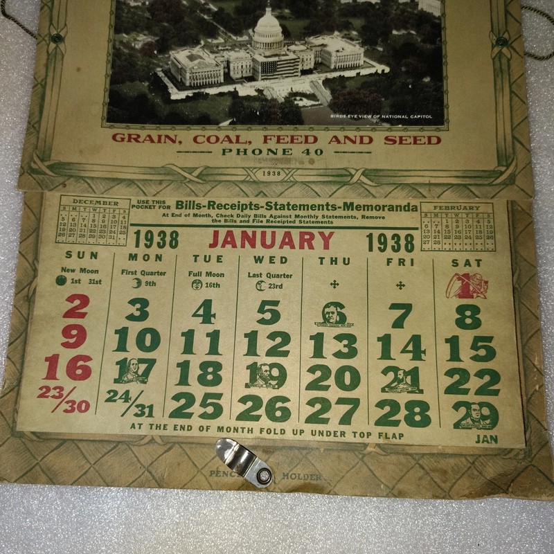 1938 E. W. Miller & Co. Casey Iowa Grain Coal Feed Seed Agricultural Calendar Ad gallery