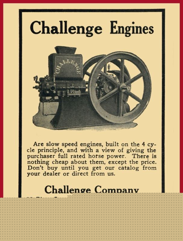 1910 Challenge Gas Engines of Batavia IL NEW Sign 24×30″ USA STEEL XL Size 7 lbs