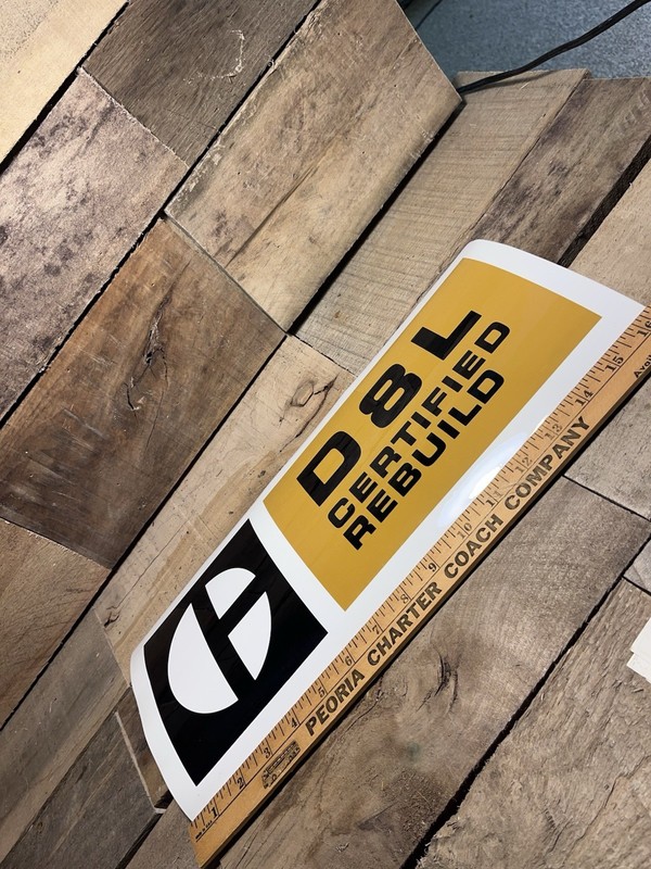 Vintage CAT D8L Certified Rebuild Sticker Decal NOS Block C Logo 6.5”x16.5” gallery