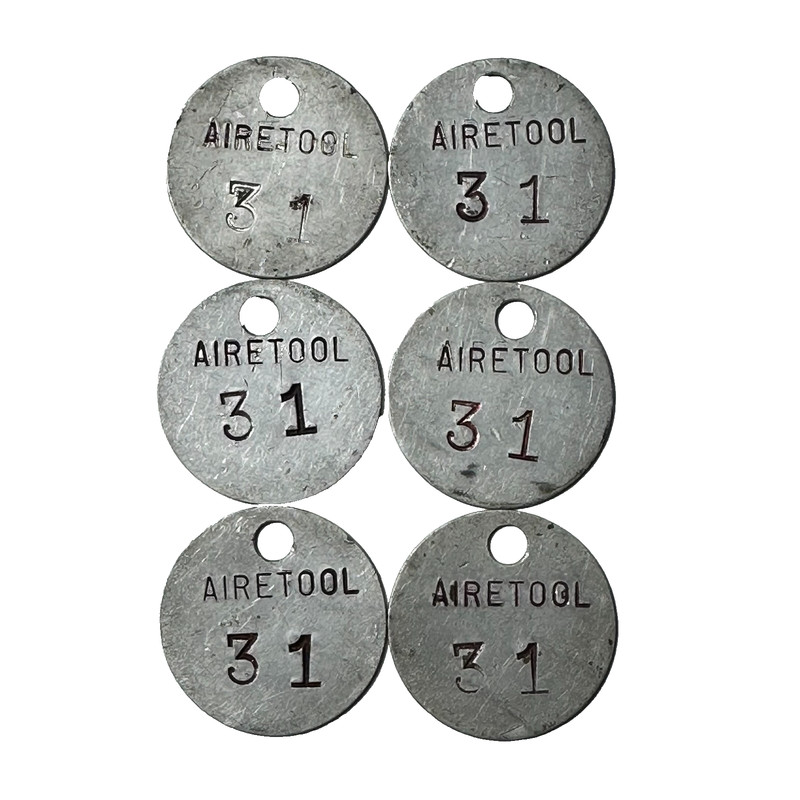 Airetool Metal ID Tag Tool Check Tag Vintage Metal 1.25″ Tag LOT OF 6