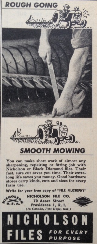 1947 AD(XE20)~NICHOLSON FILE CO. PROV., RI. BLACK DIAMOND FILES SMOOTH CUTTING