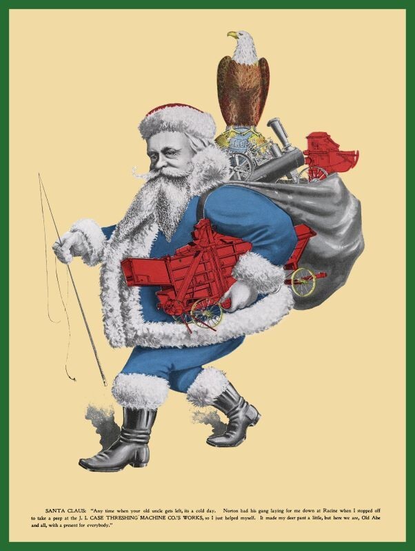 1898 Case Threshing Machine Santa Claus, Christmas NEW Sign 30 x 40″ USA STEEL
