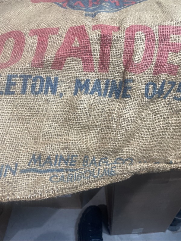 Vintage Maine Lovely Farms Burlap Potato Sack 100lb ~ 21” x 36” Americana gallery