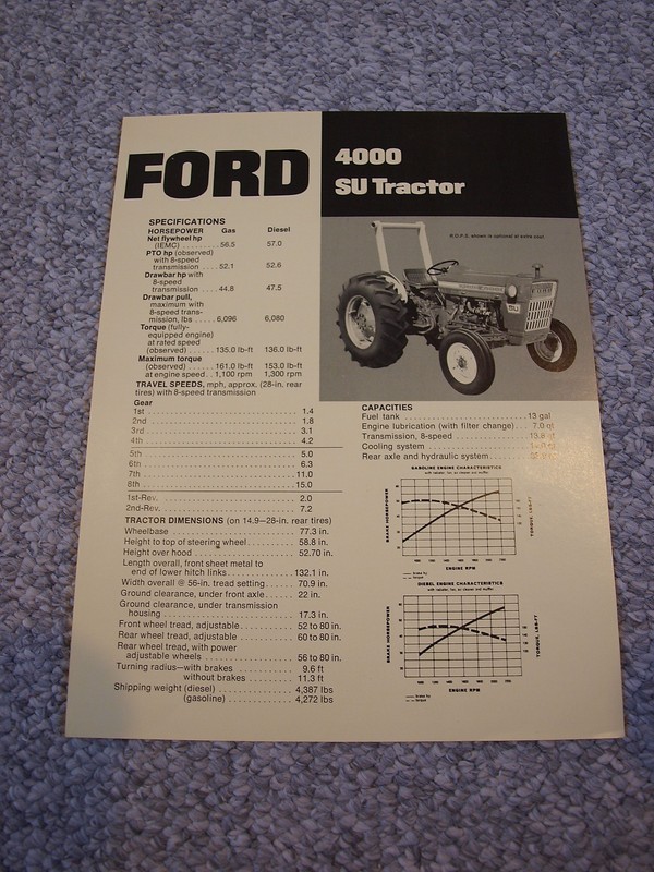 Ford 4000 SU Tractor Brochure Original ’73 Vintage MINT