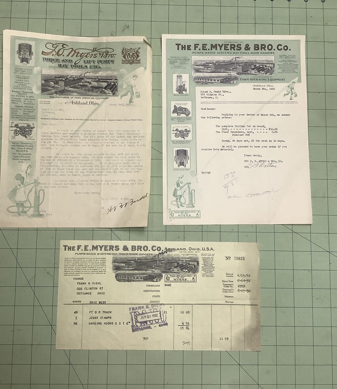 3 Different Meyers Letterhead Ashland ￼Ohio INV-P0216