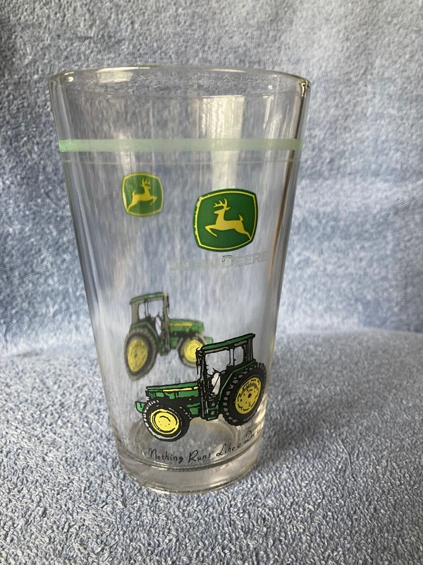 John Deere collectibles lot: bank, sign, pint glass & children's tool box gallery