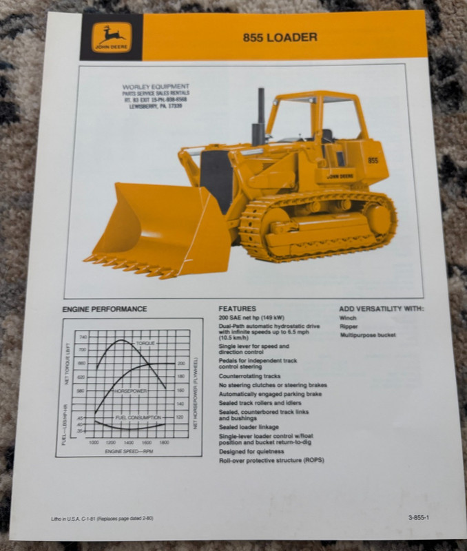 John Deere 855 Crawler Loader For 1981 Brochure CWPA26