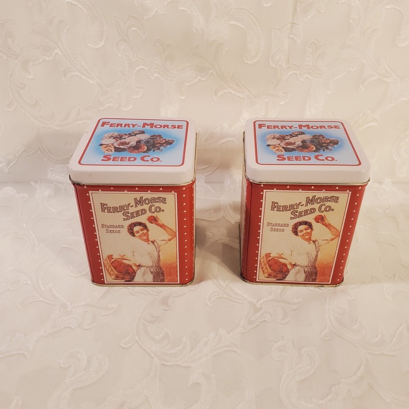 Pair of Ferry-Morse Seed Co. Standard Seeds Vintage Tins with Lids