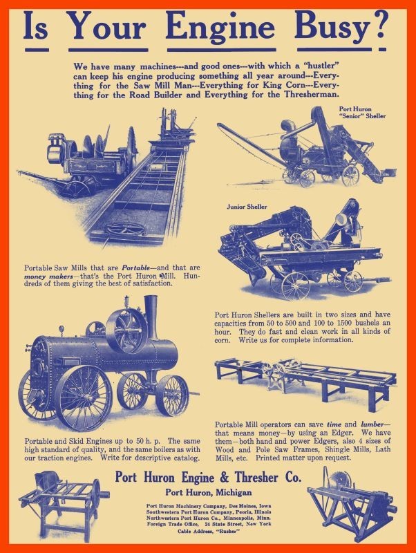 1911 Port Huron Engine & Thresher Co. Equipment Pictured NEW METAL SIGN: 9×12″