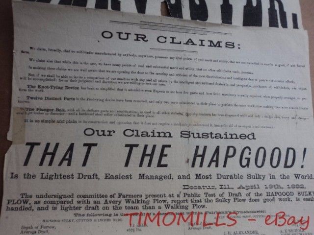 1882 Wm. Gilkeson Hapgood Plow Easterly Binder Advertising Newspaper Decatur IL gallery