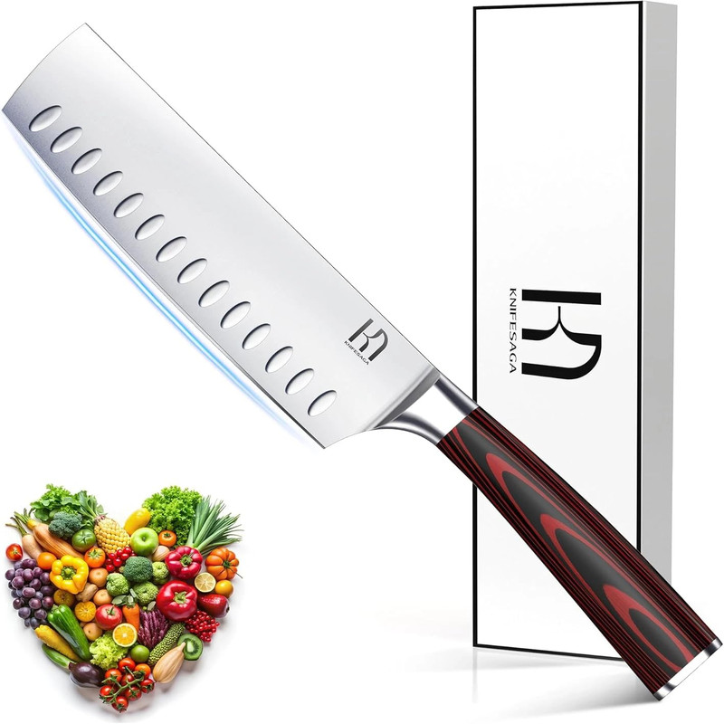 Knifesaga 2026 Upgraded Nakiri Chef Knife Japanese Professional 7 Inch Sharp