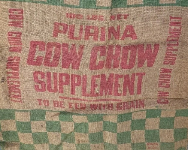 Vintage Purina Cow Chow Concentrate to be fed with the grain burlap empty sack gallery