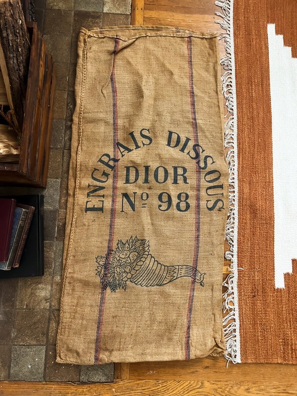Antique French Dior Fertilizer Advertisement Bag