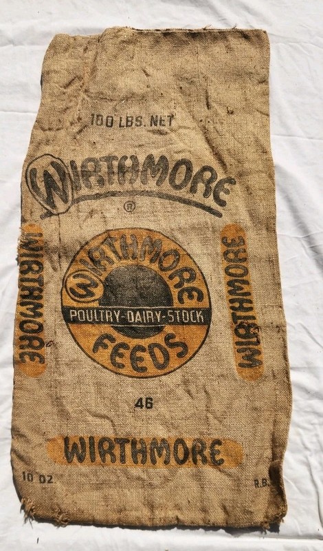 Wirthmore Burlap Feed Bag Poultry Dairy Stock 100 lb Sack