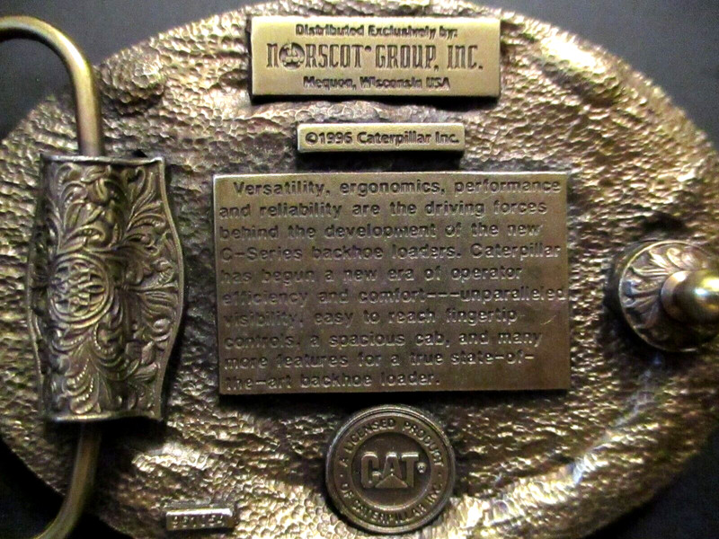 Caterpillar CAT C Series Backhoe Loader Tractor Belt Buckle Norscot 1996 B110C gallery