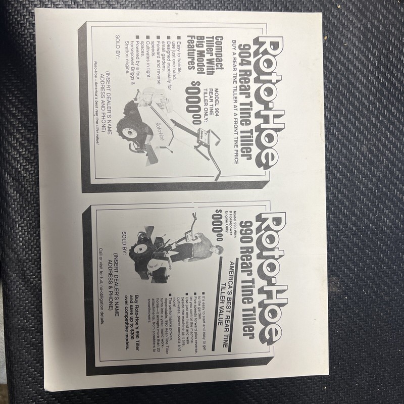 Roto-Hoe 904 990 Tiller Brochure