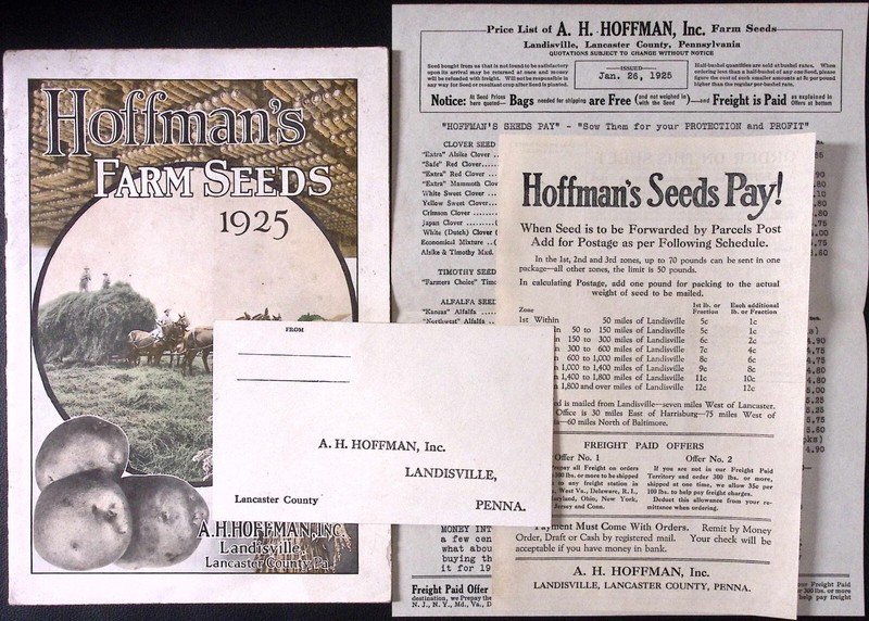 1925 Hoffman's Farm Seeds Spring 1927 Catalog A.H. Hoffman Landisville PA