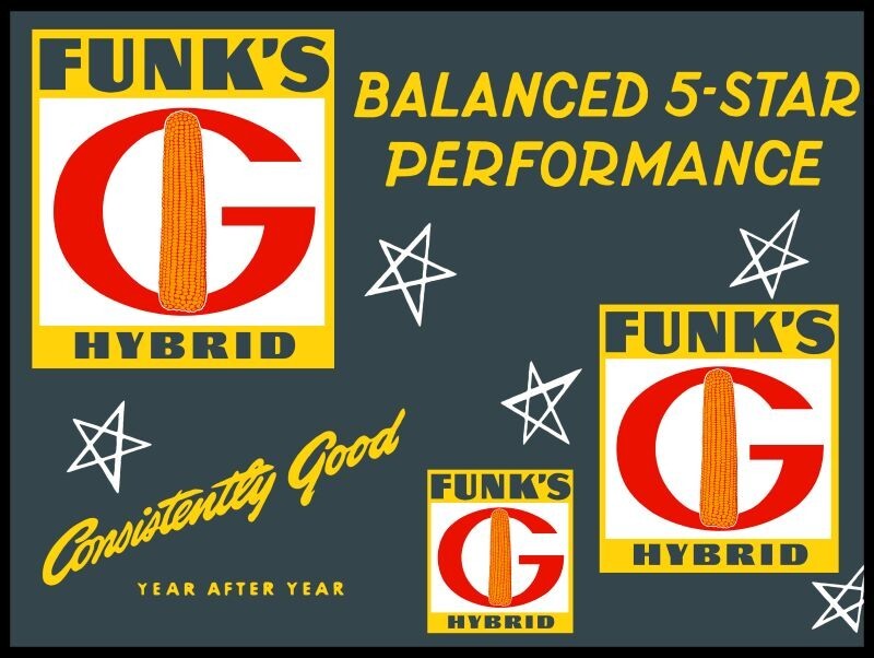 Funk’s Five Star Hybrid Seed Corn NEW METAL SIGN: 9 x 12″ Ships Free