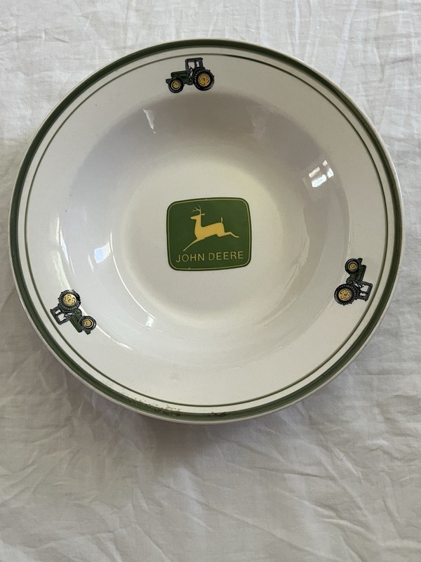 Set of 2 Gibson John Deere Tractor Logo 9″ Soup / Salad Bowls