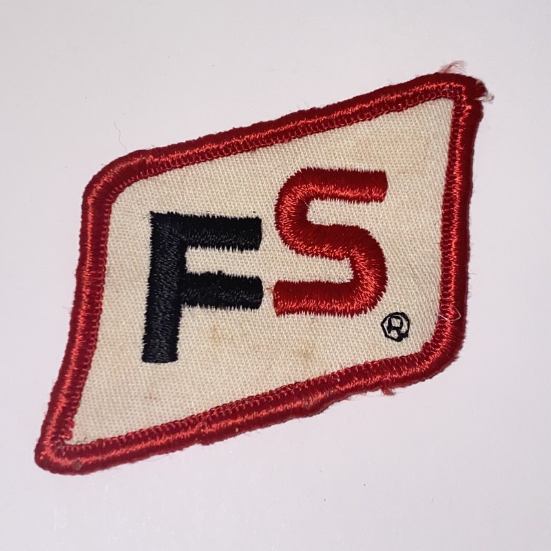 Vintage FS Patch Embroidered Black Red & White Farm Supply Seed Grain Fuel