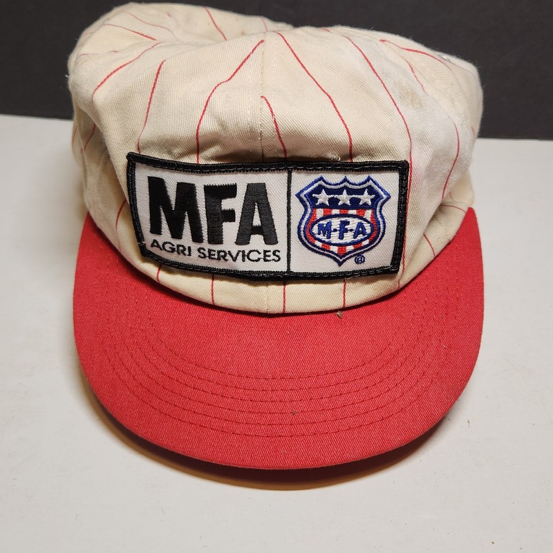 Vintage MFA Agri Service Hat Pinstriped Snapback Trucker Patch WELL LOVED!!!