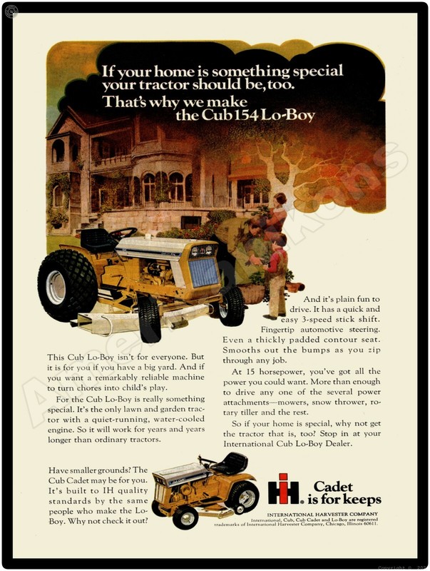 1971 IH Cub Cadet 154 Lo-Boy Lawn Mowers, Garden Tractors New Metal Sign: Large