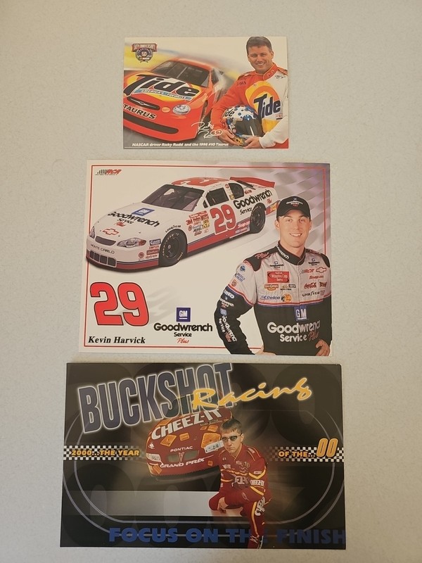 Nascar Buckshot Jones, Kevin Harvick, Ricky Rudd 3 Promo Sheets.