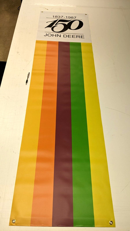 John Deere 1987 Vintage Style Banner Dealer Promo Sign Ad 150 Anniversary