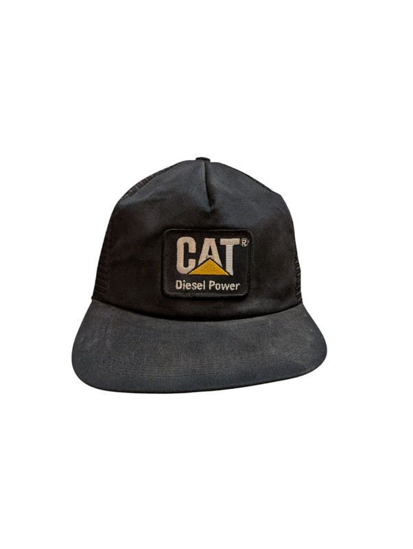 Vintage Black Cat Diesel Power patch Trucker Hat Black Cap Made USA Louisville