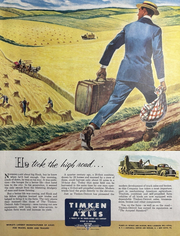 Timken Detroit Axles Company High Road Tractors Agriculture VTG Print Ad 1952