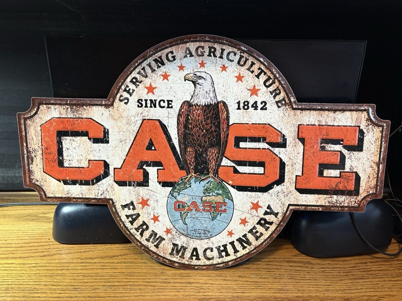 Case Farm Machinery Sign Tractor Eagle Vintage Style Wall Decor 15×22”Embossed