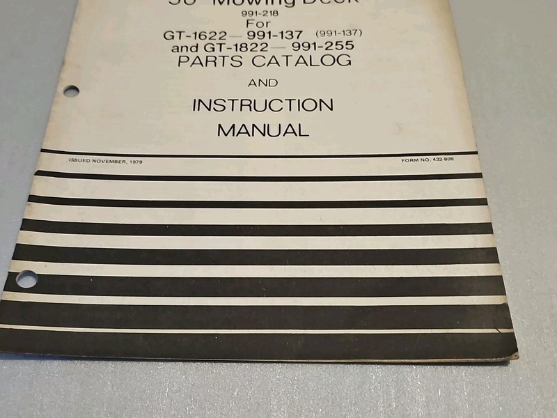 White 50" Mowing Deck Manual & Parts Catalog for GT-1622 1822 12 Pages gallery
