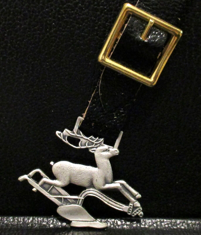 John Deere 3 Leg Leaping Deer & Steel Plow Pocket Watch Fob Rech Farm Equipment