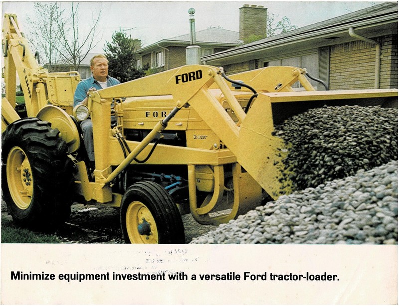 Vintage FORD TRACTOR-LOADER One Page Fold-Out Two-Sided BROCHURE Flyer Leaflet